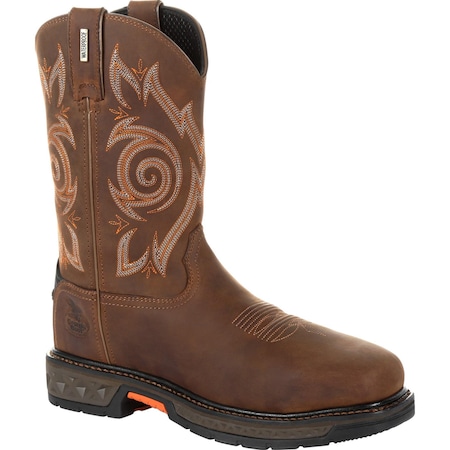 Georgia Boot Men's Waterproof Pull On Work Boot, 9 W, Steel Toe, 11 in H, Brown, GB00264 GB00264